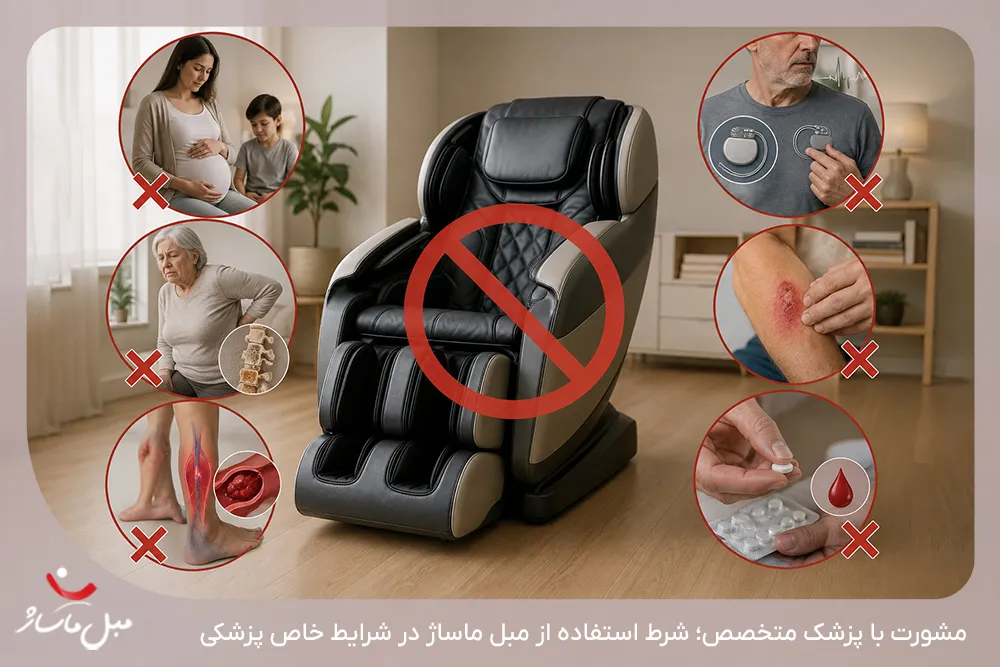 ممنوعیتها و هشدارهای پزشکی برای استفاده روزانه از صندلی ماساژ - مبل ماساژ